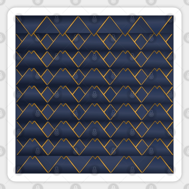 Golden triangular pattern on navy blue background filling the frame. Sticker by ikshvaku